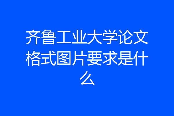 齐鲁工业大学论文格式图片要求是什么
