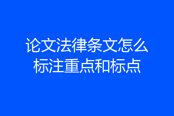 论文法律条文怎么标注重点和标点