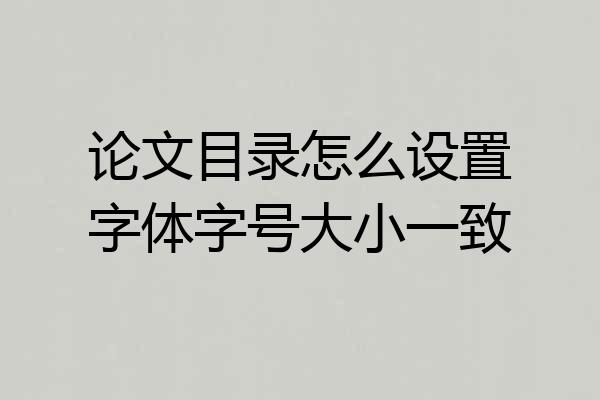 论文目录怎么设置字体字号大小一致