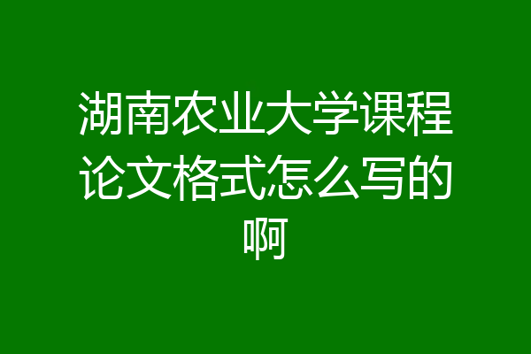 湖南农业大学课程论文格式怎么写的啊