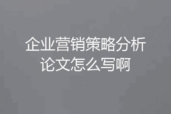企业营销策略分析论文怎么写啊