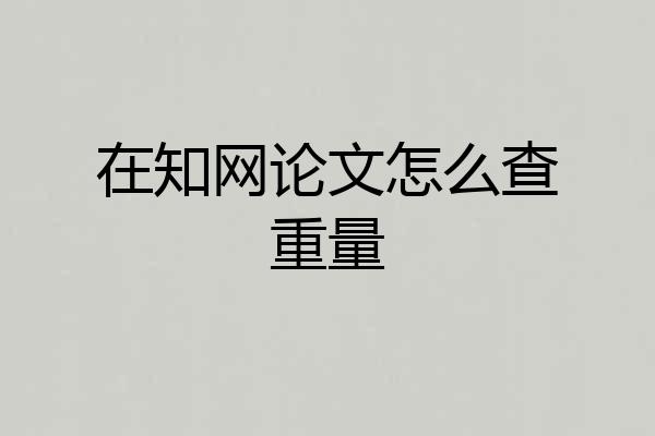 在知网论文怎么查重量
