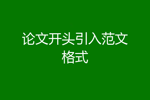 论文开头引入范文格式