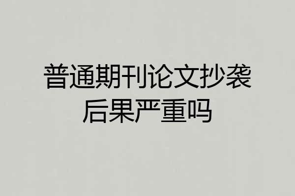 普通期刊论文抄袭后果严重吗