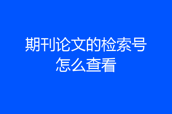 期刊论文的检索号怎么查看