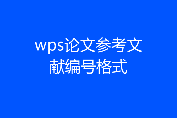 wps论文参考文献编号格式