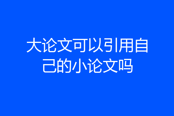 大论文可以引用自己的小论文吗