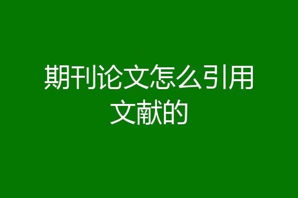 期刊论文怎么引用文献的