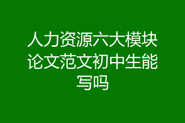 人力资源六大模块论文范文初中生能写吗