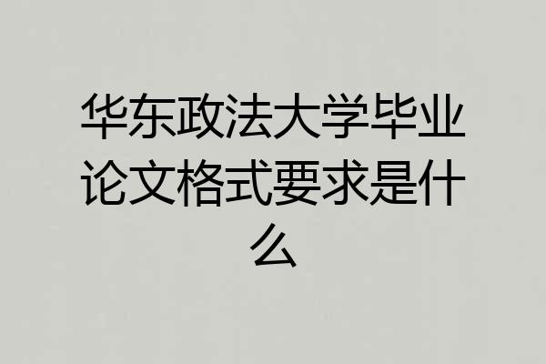 华东政法大学毕业论文格式要求是什么