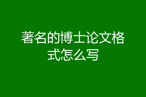 著名的博士论文格式怎么写