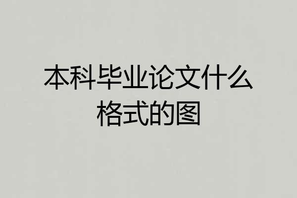 本科毕业论文什么格式的图