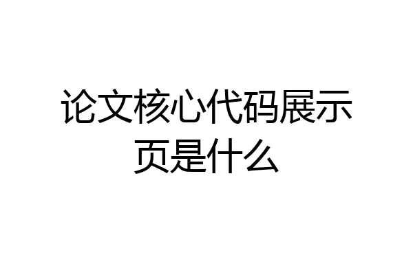 论文核心代码展示页是什么