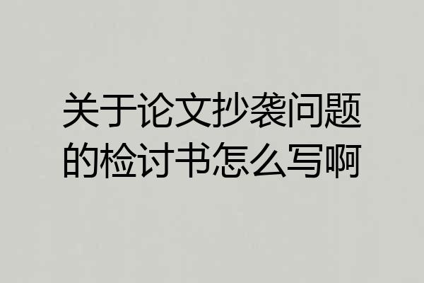 关于论文抄袭问题的检讨书怎么写啊