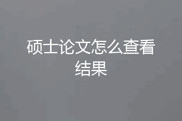 硕士论文怎么查看结果