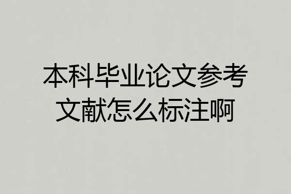 本科毕业论文参考文献怎么标注啊