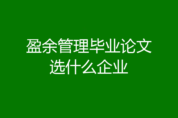 盈余管理毕业论文选什么企业