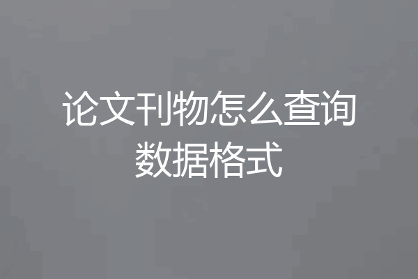 论文刊物怎么查询数据格式