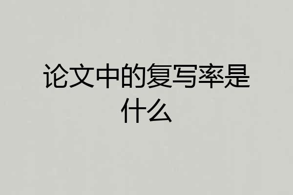 论文中的复写率是什么