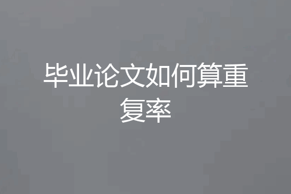 毕业论文如何算重复率