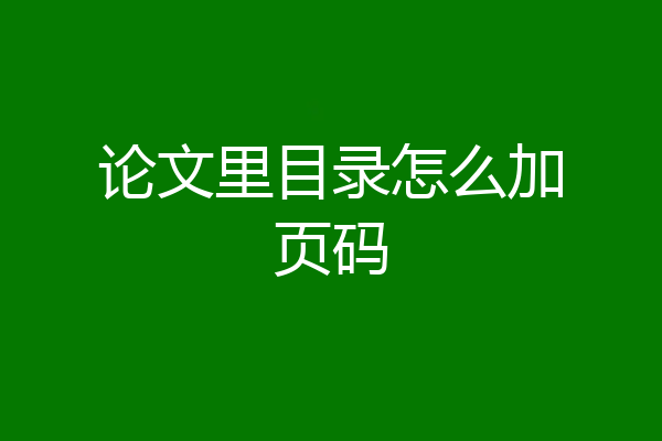 论文里目录怎么加页码