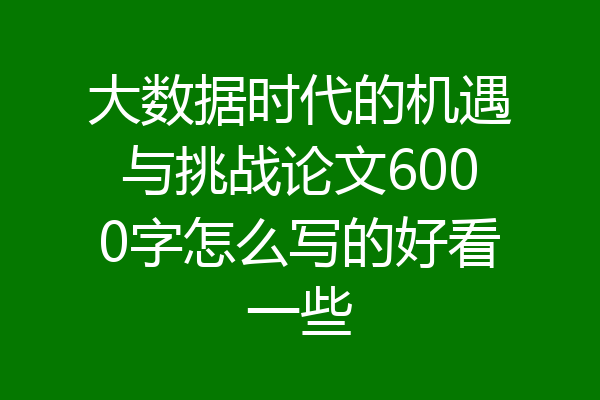 大数据时代的机遇与挑战论文6000字怎么写的好看一些