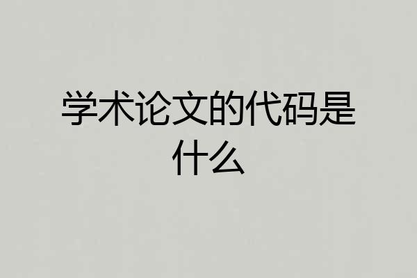 学术论文的代码是什么