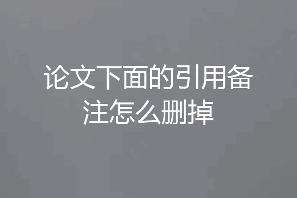 论文下面的引用备注怎么删掉