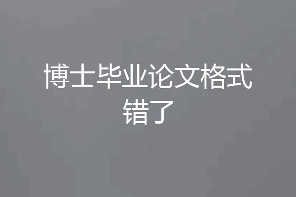 博士毕业论文格式错了