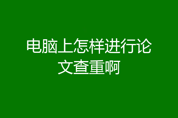 电脑上怎样进行论文查重啊