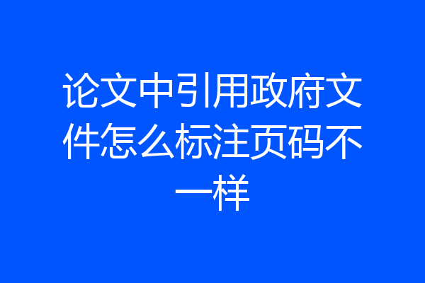 论文中引用政府文件怎么标注页码不一样