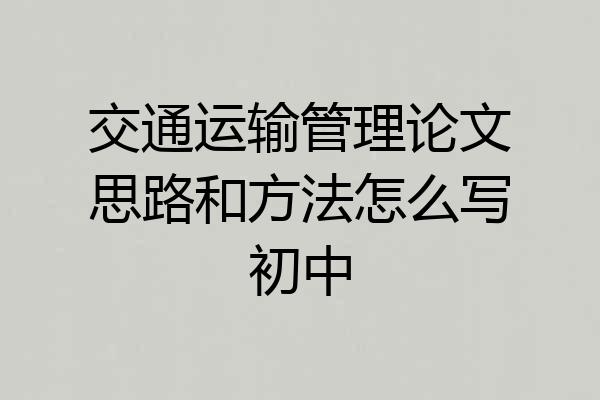 交通运输管理论文思路和方法怎么写初中