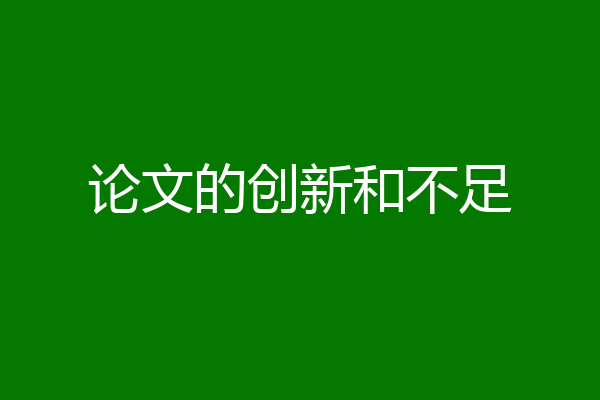 论文的创新和不足