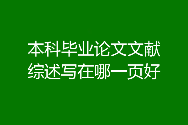 本科毕业论文文献综述写在哪一页好