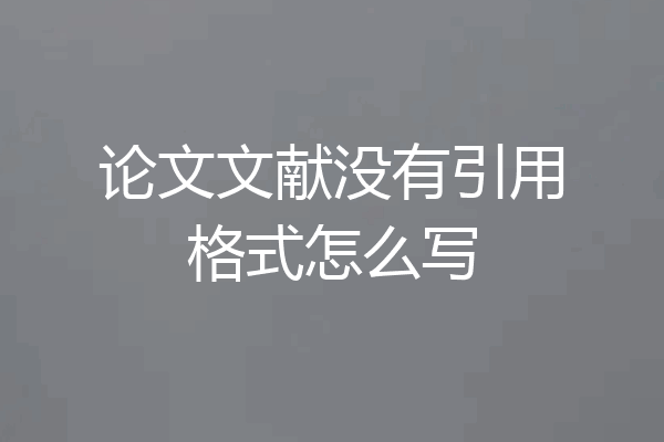 论文文献没有引用格式怎么写