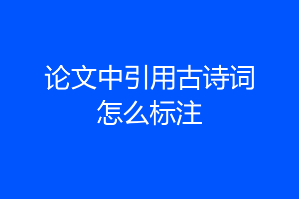 论文中引用古诗词怎么标注