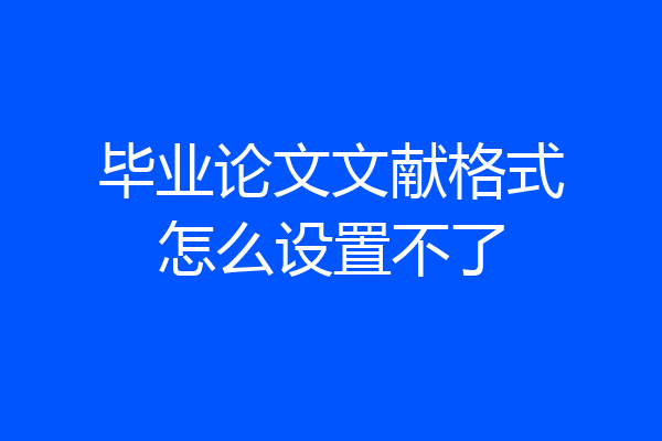 毕业论文文献格式怎么设置不了