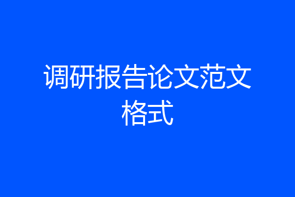 调研报告论文范文格式