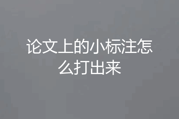 论文上的小标注怎么打出来