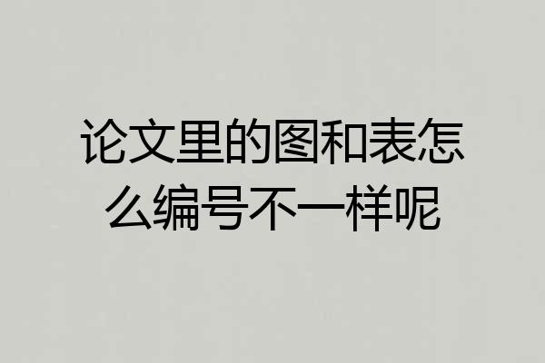 论文里的图和表怎么编号不一样呢