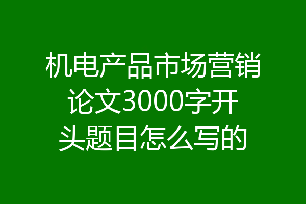机电产品市场营销论文3000字开头题目怎么写的