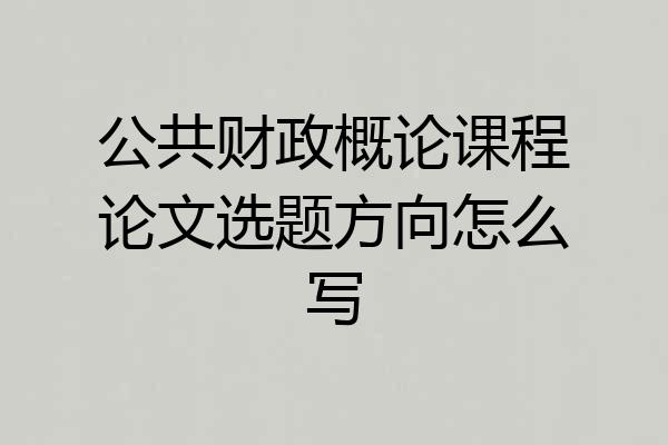 公共财政概论课程论文选题方向怎么写