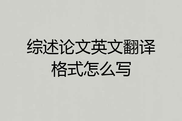 综述论文英文翻译格式怎么写