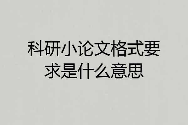 科研小论文格式要求是什么意思