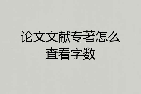 论文文献专著怎么查看字数