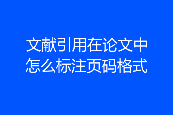 文献引用在论文中怎么标注页码格式