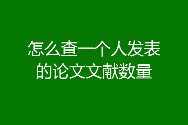 怎么查一个人发表的论文文献数量