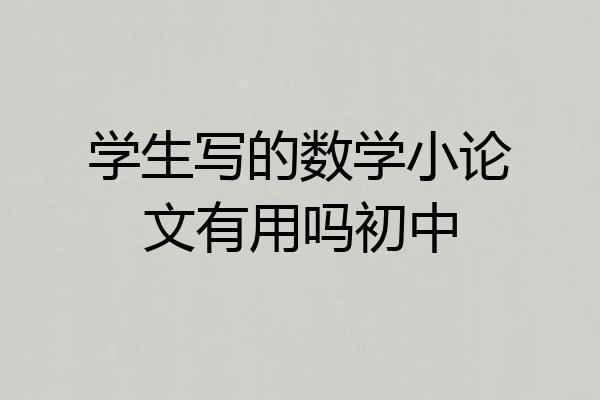学生写的数学小论文有用吗初中