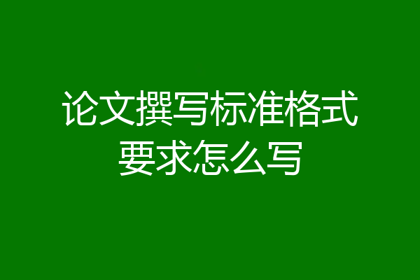 论文撰写标准格式要求怎么写