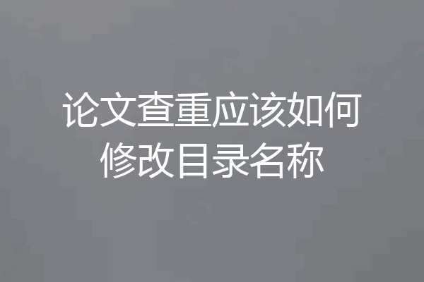 论文查重应该如何修改目录名称